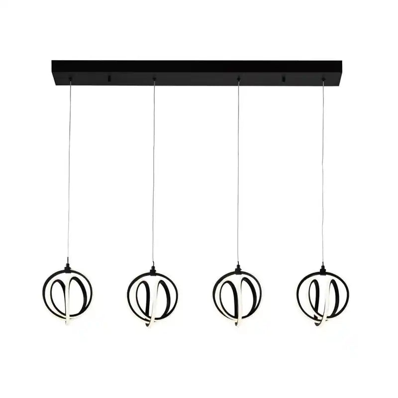 Lustre LED noir à 4 lumières