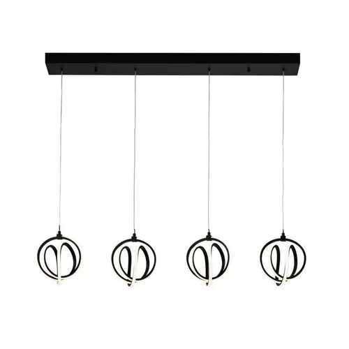 Lustre LED noir à 4 lumières