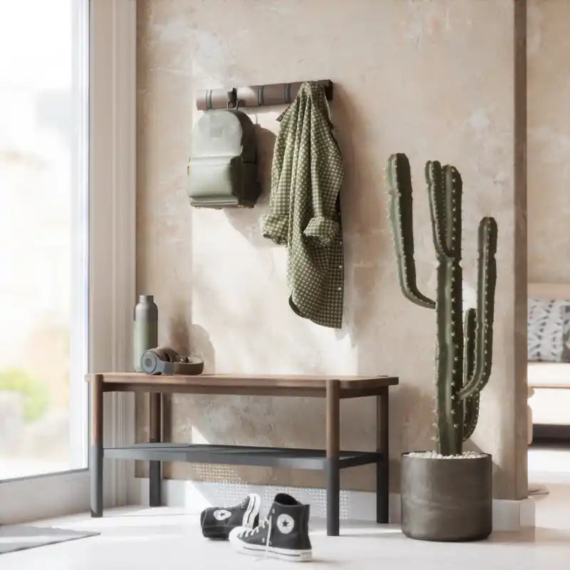 5 crochets muraux Flip Noir et Noyer