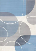 Forte Blue Grey White Half-Circles Geometric Area Rug - 7'9 x 10'6