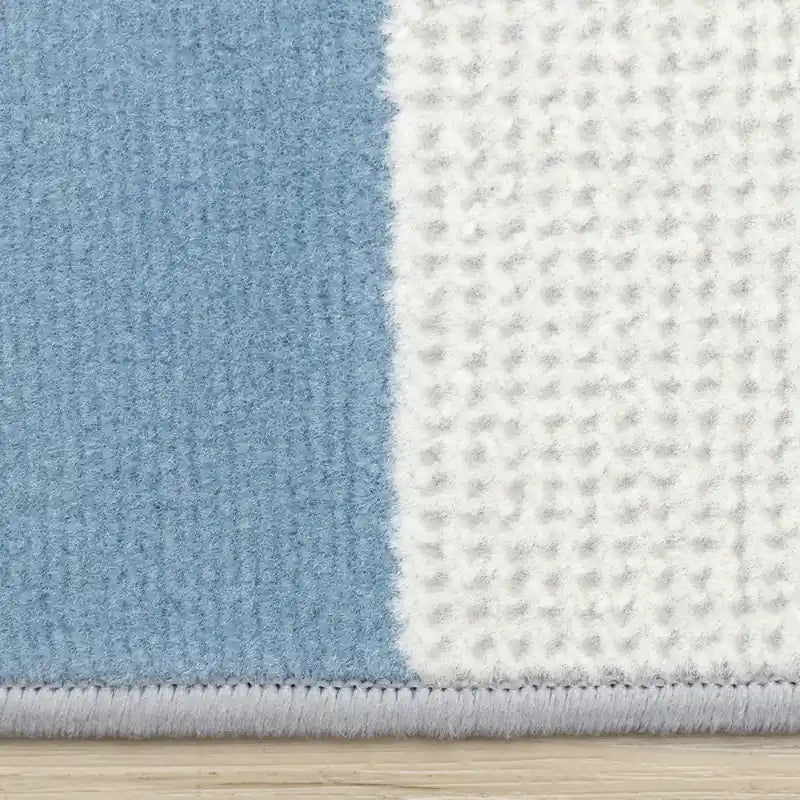 Tapis géométrique Demi-cercles Bleu Gris Blanc 2,36 m x 3,20 m