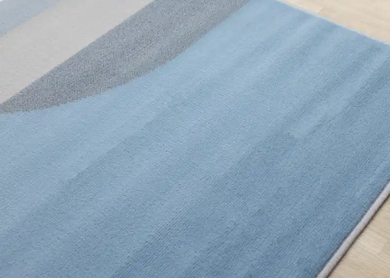Tapis géométrique Demi-cercles Bleu Gris Blanc 2,36 m x 3,20 m