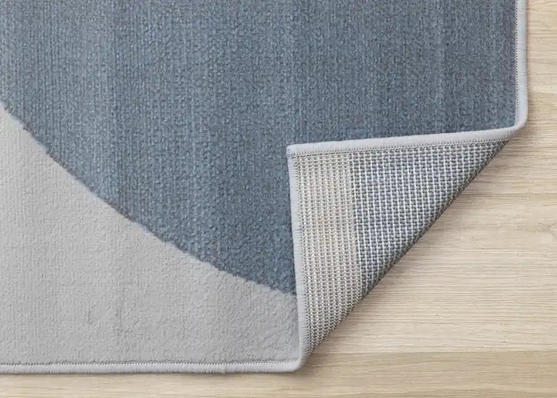 Tapis géométrique Demi-cercles Bleu Gris Blanc 2,36 m x 3,20 m