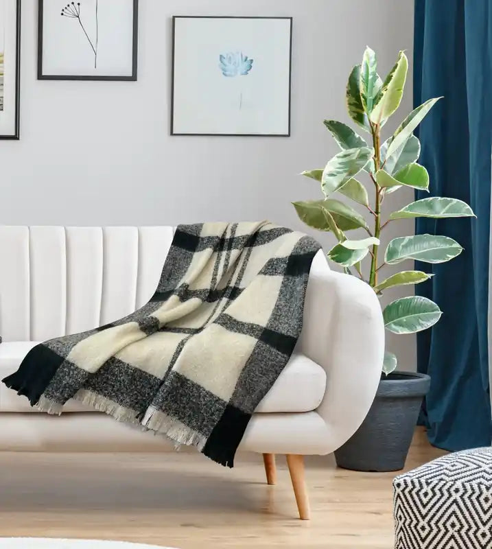 Jeté de lit crème et noir 50x60