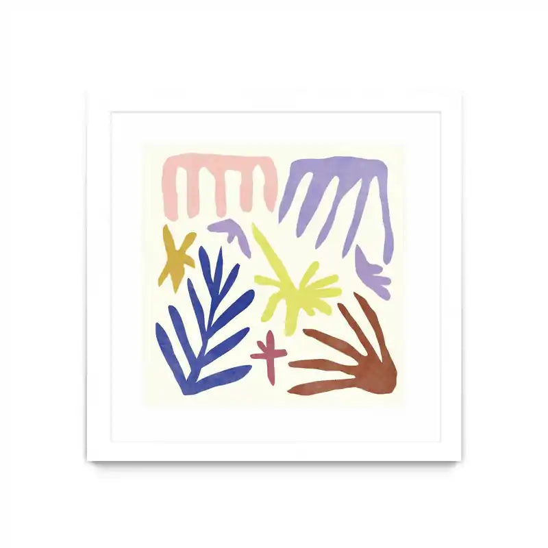 Coral Construction Ii Matted and Framed White 36x36 Wall Art