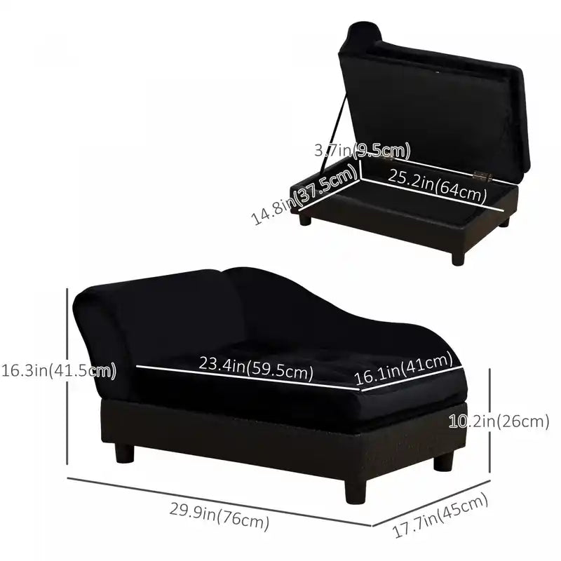 Canapé pour animaux Lit pour chien Chaise longue pour animaux avec rangement Pour petits chiens et chats variés