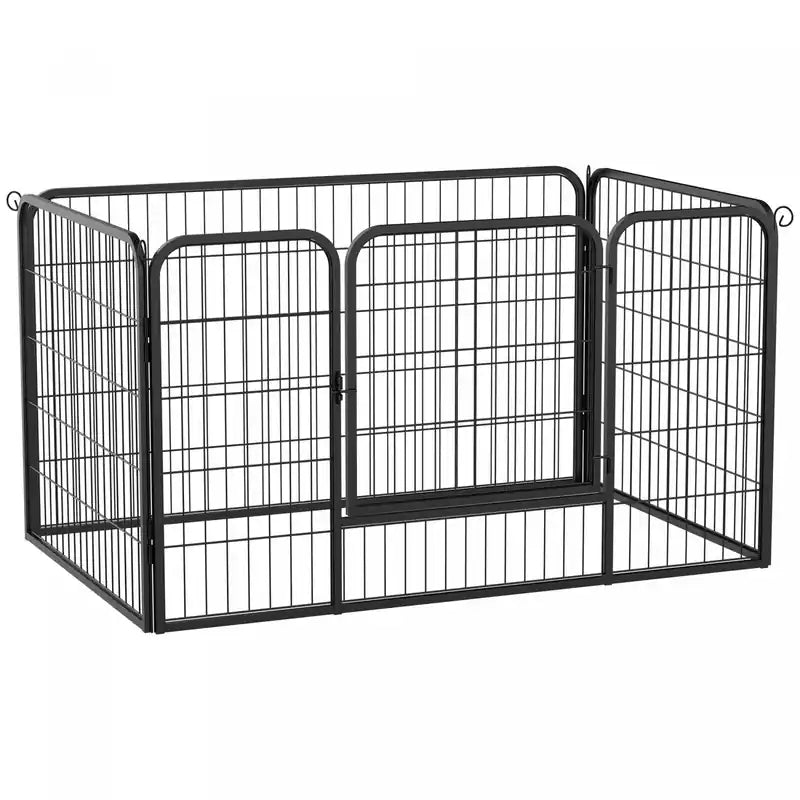 Pawhut Metal Dog Cat Exercise Pet Playpen, 50.75-inch X 33-inch X 27.5-inch