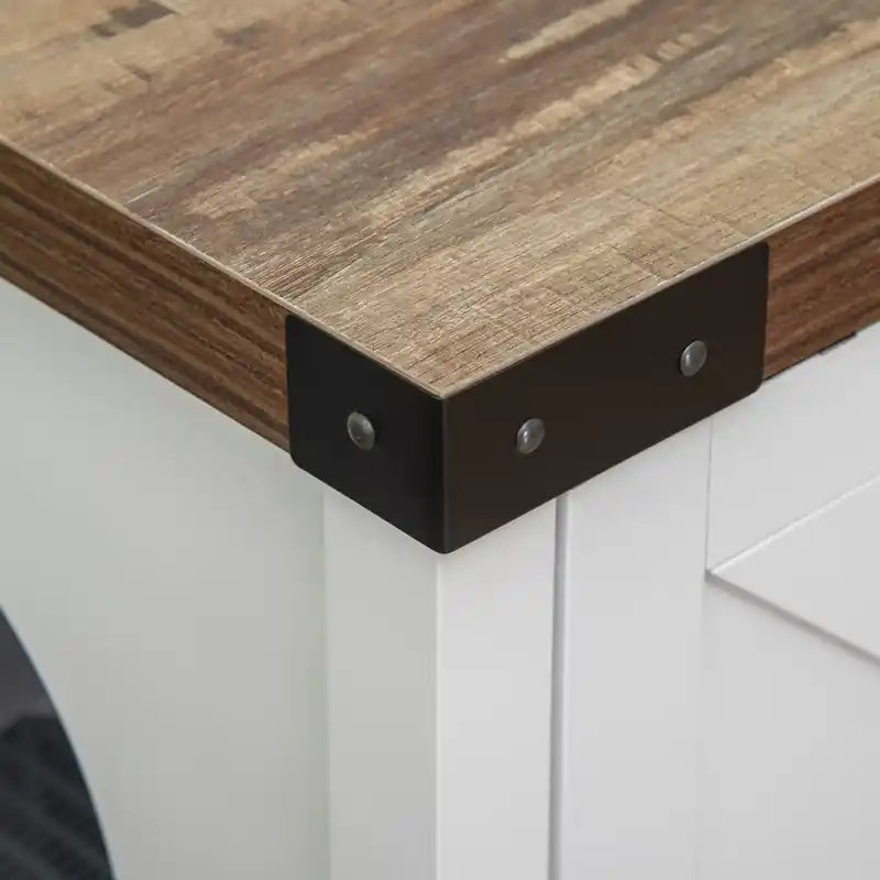 Meuble cache litière avec porte coulissante, banc de rangement avec trou pour chat, intérieur