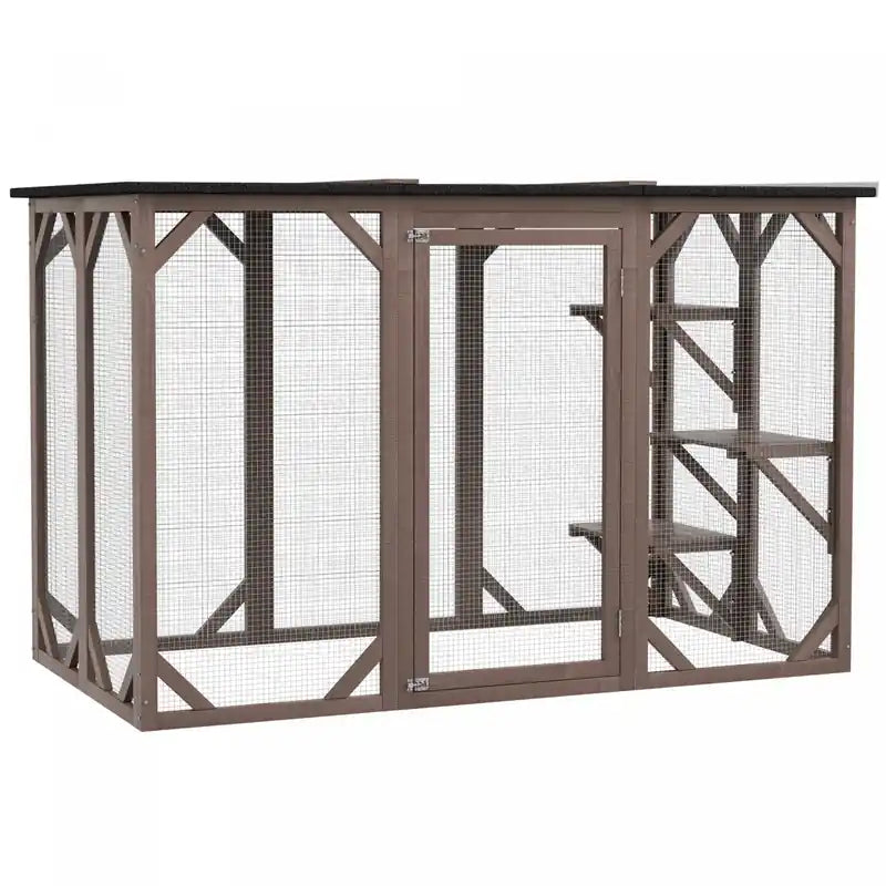 Pawhut Cat Cage Indoor Catio Outdoor Cat Enclosure Pet House Small Animal Hutch For Rabbit, Kitten