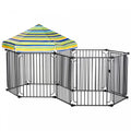 Pawhut 83 X 48 Heavy-duty Metal Dog Playpen, Outdoor Pet Cage Kennel, Puppy Exercise Fence Barrier