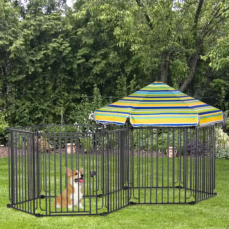 Parc pour chien robuste en métal 83 x 48, Cage pour animaux de compagnie d'extérieur, Enclos d'exercice pour chiots, Barrière