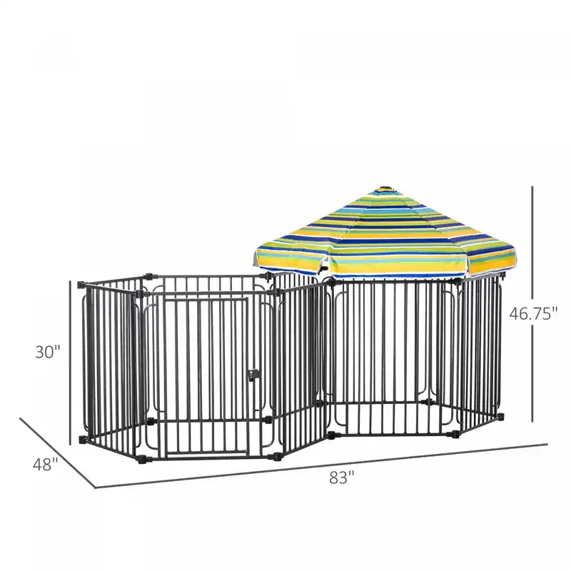 Parc pour chien robuste en métal 83 x 48, Cage pour animaux de compagnie d'extérieur, Enclos d'exercice pour chiots, Barrière