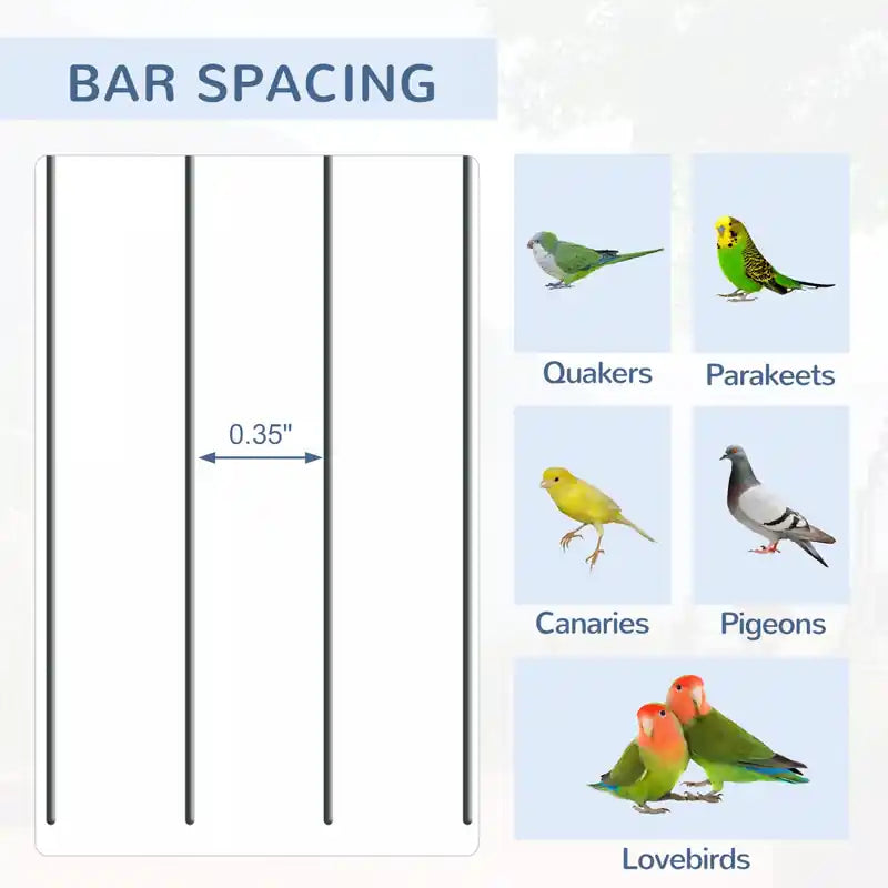 44,5 h Cage à oiseaux en métal Perroquet Aire de jeux Support sur roulettes Étagère de rangement Portes multiples Noir