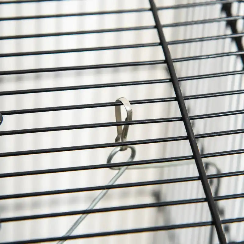 44,5 h Cage à oiseaux en métal Perroquet Aire de jeux Support sur roulettes Étagère de rangement Portes multiples Noir