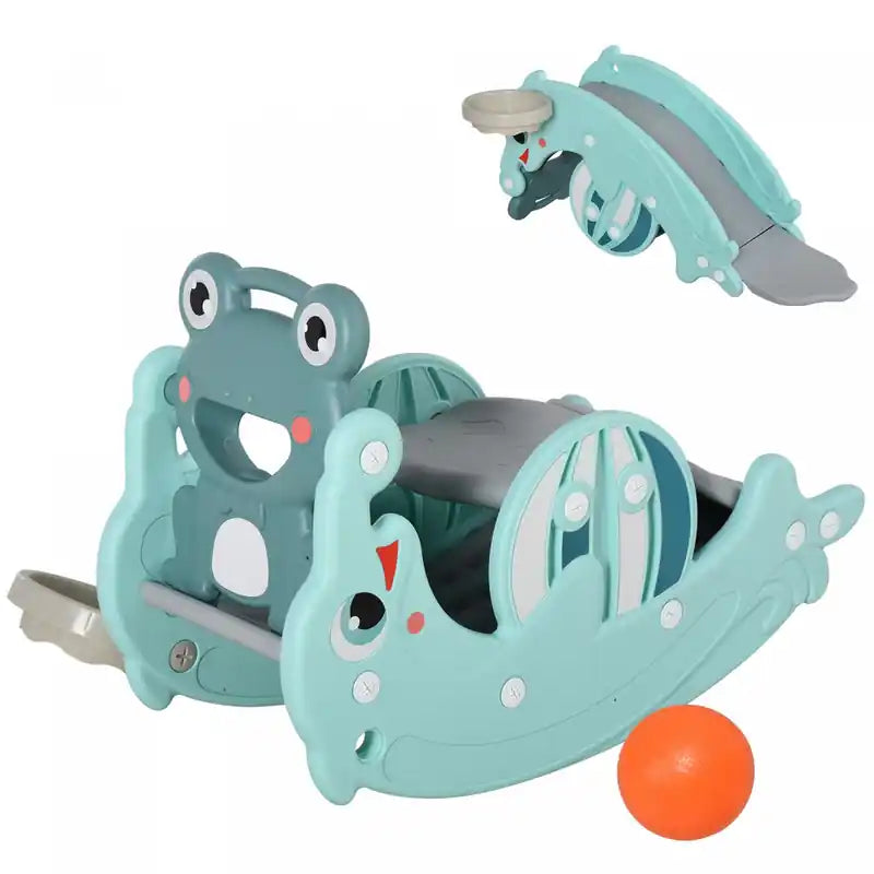 Qaba 3-in-1 Kids Slide And Rocking Horse Dual-use Children Activity Equipment Portable Slide Indoor