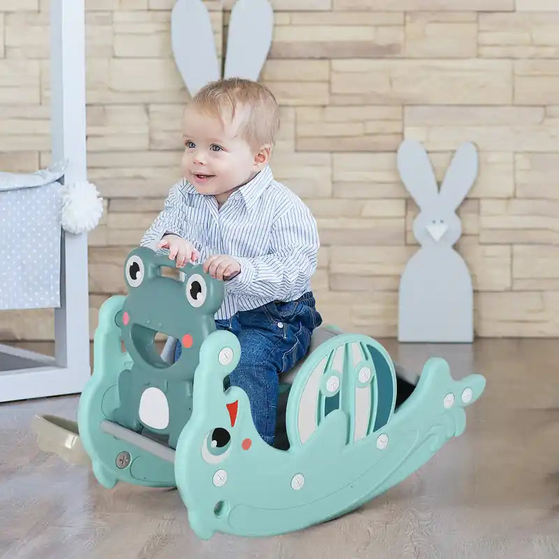 Toboggan et cheval à bascule 3-en-1 pour enfants, équipement d'activités pour enfants à double usage, toboggan portable d'intérieur