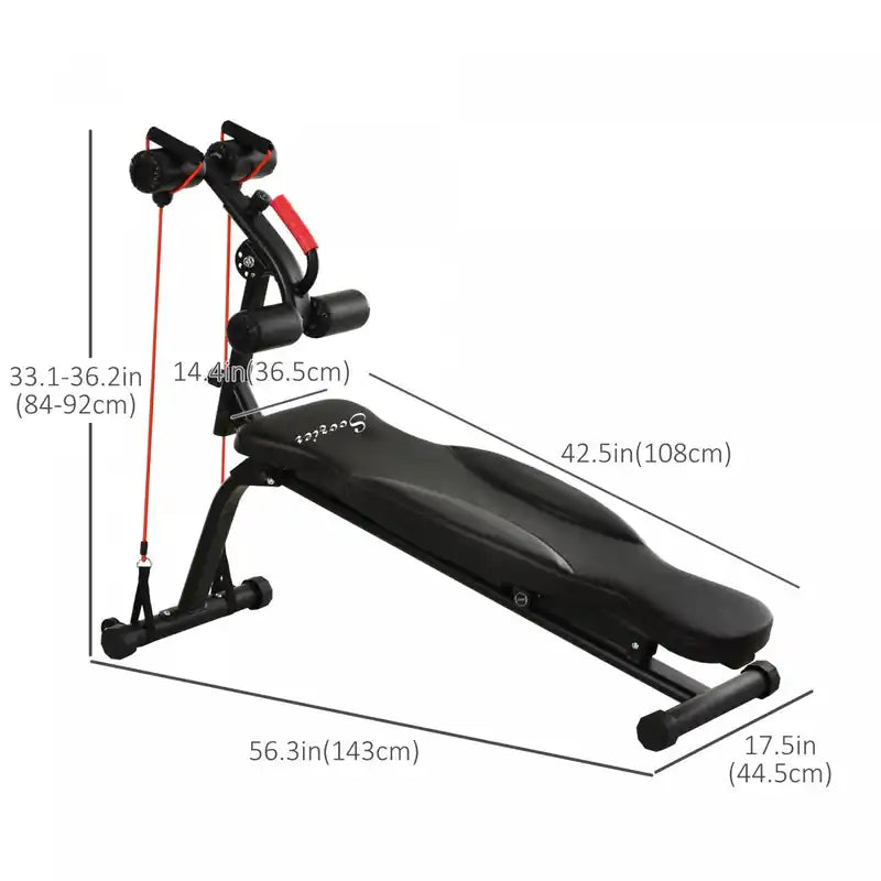 Banc d'abdominaux pliable avec bandes de résistance, banc de musculation décliné avec 4 hauteurs réglables, re