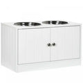 Pawhut Elevated Dog Bowls For Large Dogs Pet Feeding Station With Stand, Storage, 2 Stainless Steel