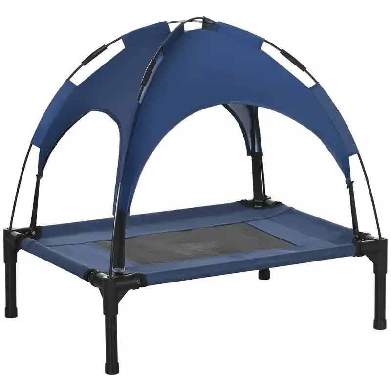 Pawhut Elevated Dog Bed With Canopy, Portable Raised Dog Cot For S Sized Dogs, Indoor & Outdoor, 25