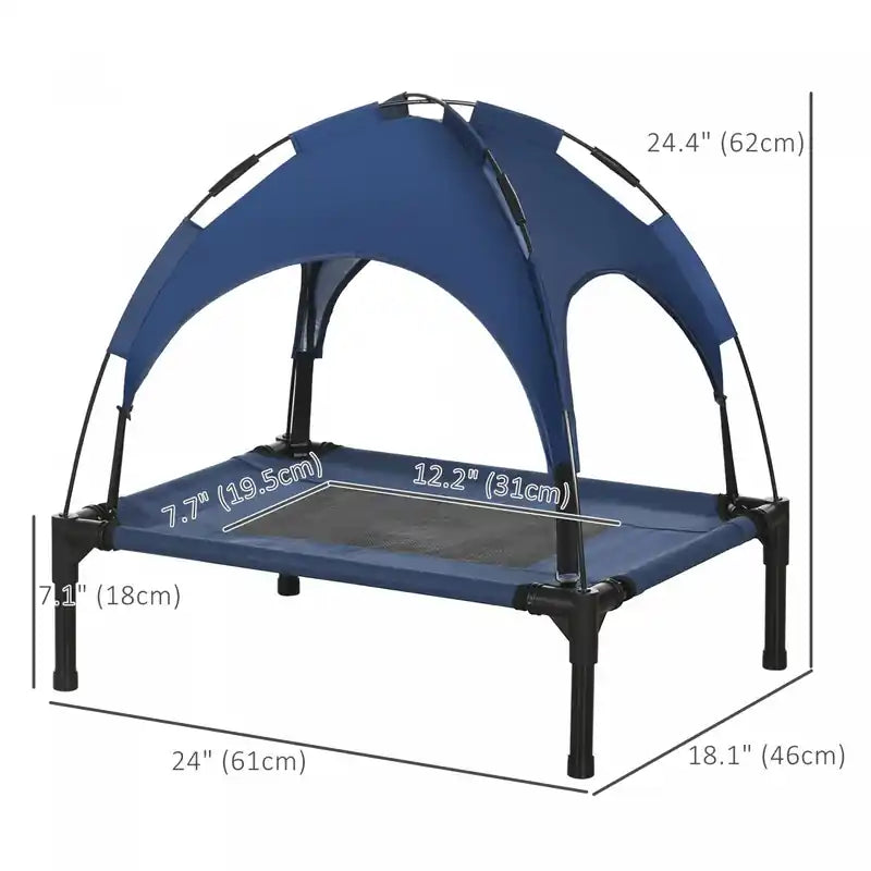 Lit surélevé pour chien avec auvent, lit de camp portable pour chiens de petite taille, intérieur et extérieur, 25