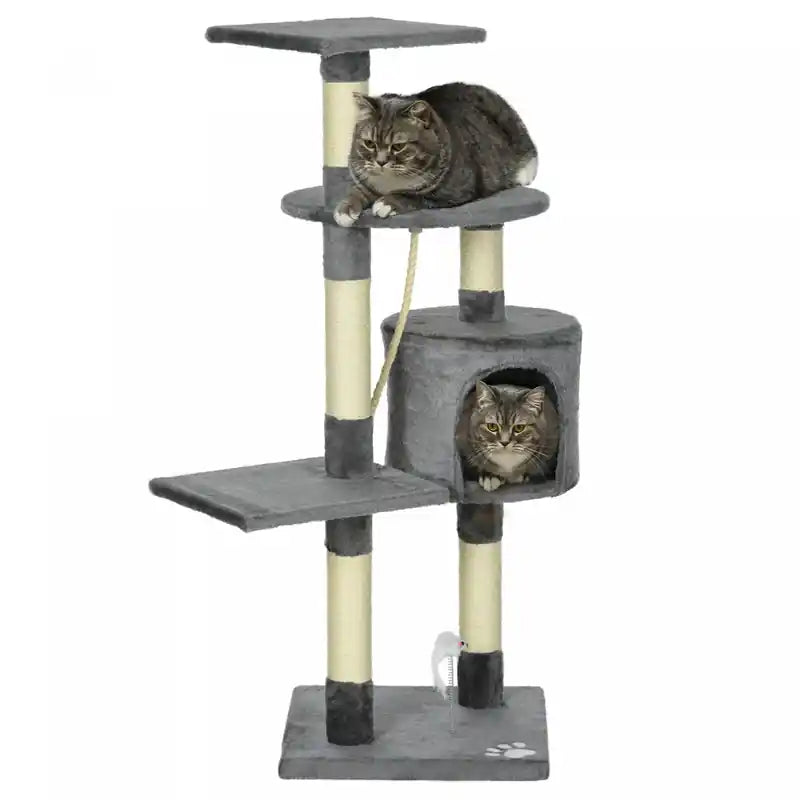 Pawhut 46inch Scratching Cat Tree, Multi Level Cat Tower For Large Cats Adult With Toys And Condo, G