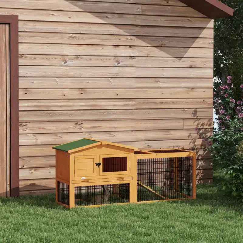 Clapier en bois massif, cage à lapins, maison pour cobayes, habitat extérieur pour petits animaux avec rampe