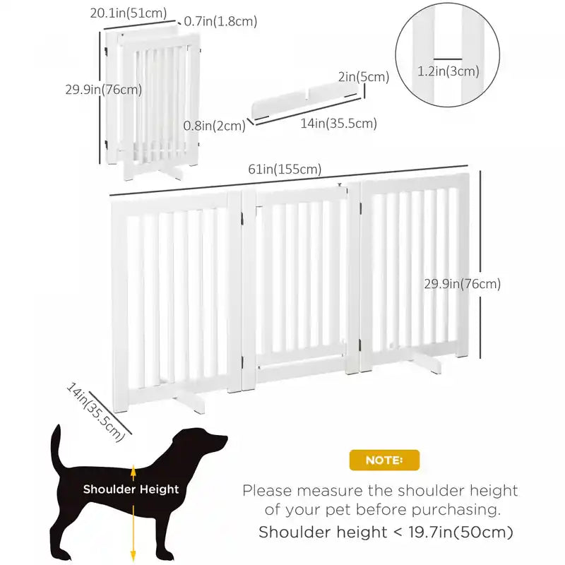 Barrière pour animaux de compagnie autoportante en bois pliable pour chien avec porte, forme en Z