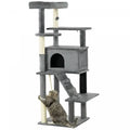 Pawhut Cat Tree For Large Cats Adult, 58 Tall Cat Tree With Scratching Posts, Large Cat Tower For I