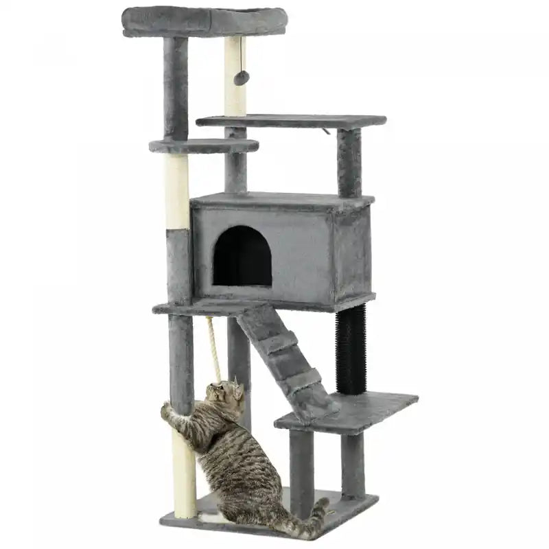 Pawhut Cat Tree For Large Cats Adult, 58 Tall Cat Tree With Scratching Posts, Large Cat Tower For I