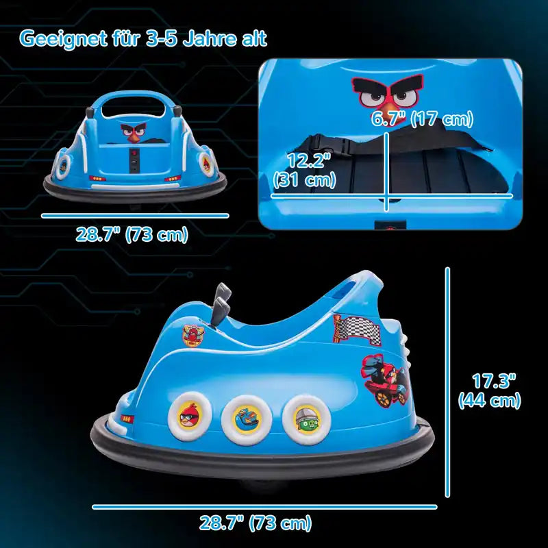 Voiture tamponneuse 12 V pour enfants, voiture électrique sous licence Angry Bird avec deux joysticks