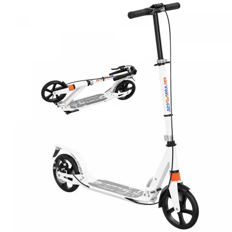 Qaba Kids Scooter, Foldable Kick Scooter With 4 Adjustable Heights, Shock Absorption, Double Brakes, Gift For Boys & Girls Ages 6-12 Years