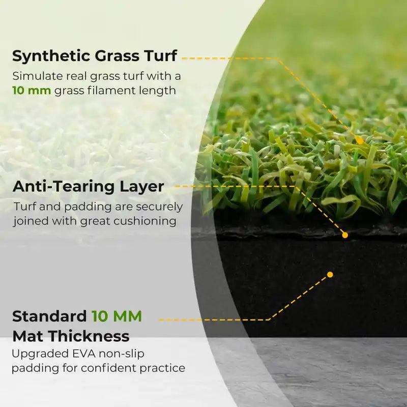 Tapis de golf 5 x 3 pi Tapis d'entraînement de golf en gazon artificiel intérieur/extérieur 20 mm