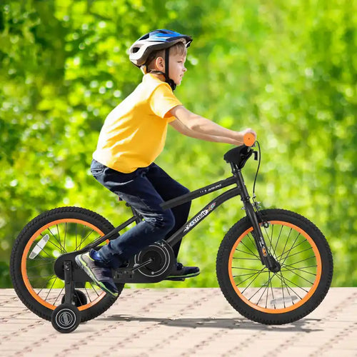 Vélo enfant 18 pouces pour 4-8 ans avec selle réglable et guidon antidérapant Noir