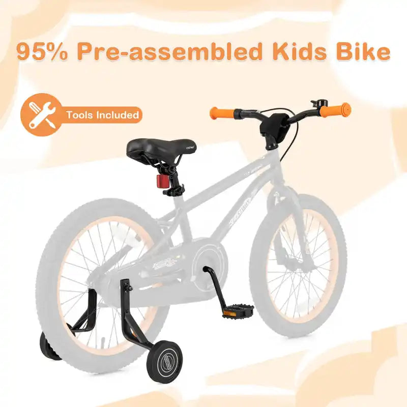 Vélo enfant 18 pouces pour 4-8 ans avec selle réglable et guidon antidérapant Noir
