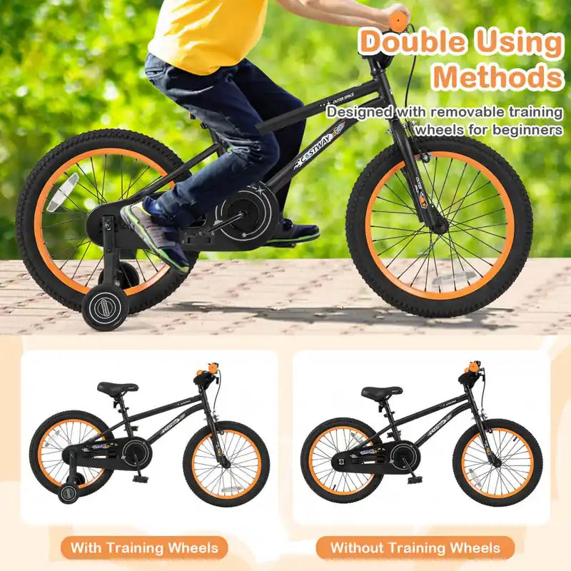 Vélo enfant 18 pouces pour 4-8 ans avec selle réglable et guidon antidérapant Noir