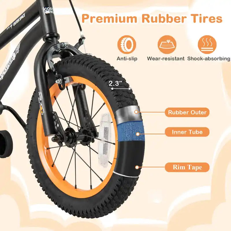 Vélo enfant 18 pouces pour 4-8 ans avec selle réglable et guidon antidérapant Noir